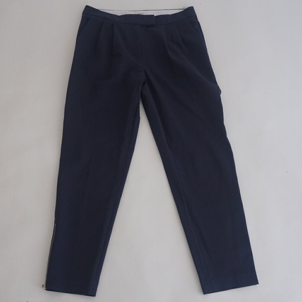 Aritzia Wilfred Navy Cotton Blend Cigarette Crop Ankle Zipper Dress Pants Size 4